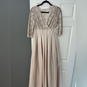 Beige formal wedding guest gown
